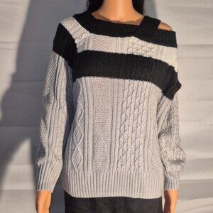 NEW YORK & Company stylish sweater, white-gray-black size XL
